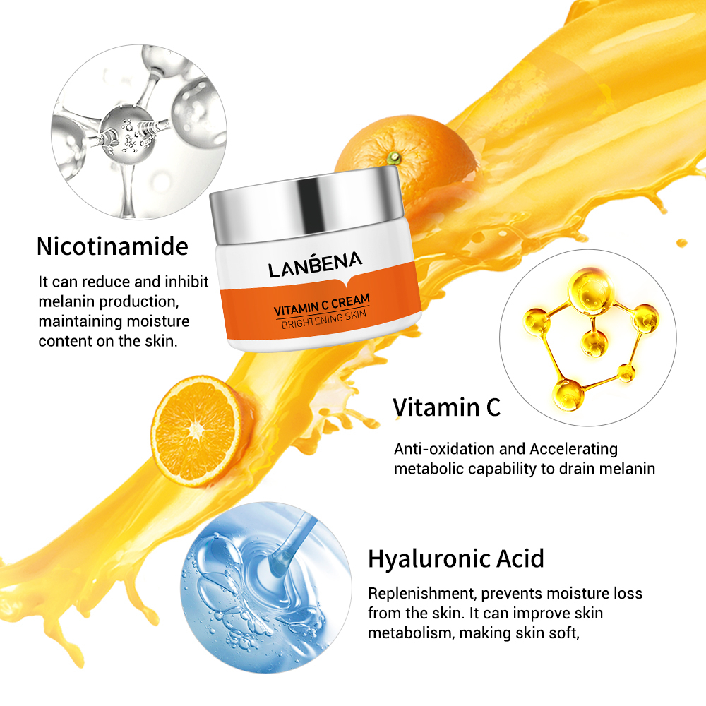 Kem Dưỡng Da Mặt Lanbena Vitamin C 50ml Dưỡng Ẩm Làm Trắng Nuôi Dưỡng Chống Nếp Nhăn Lão Hóa