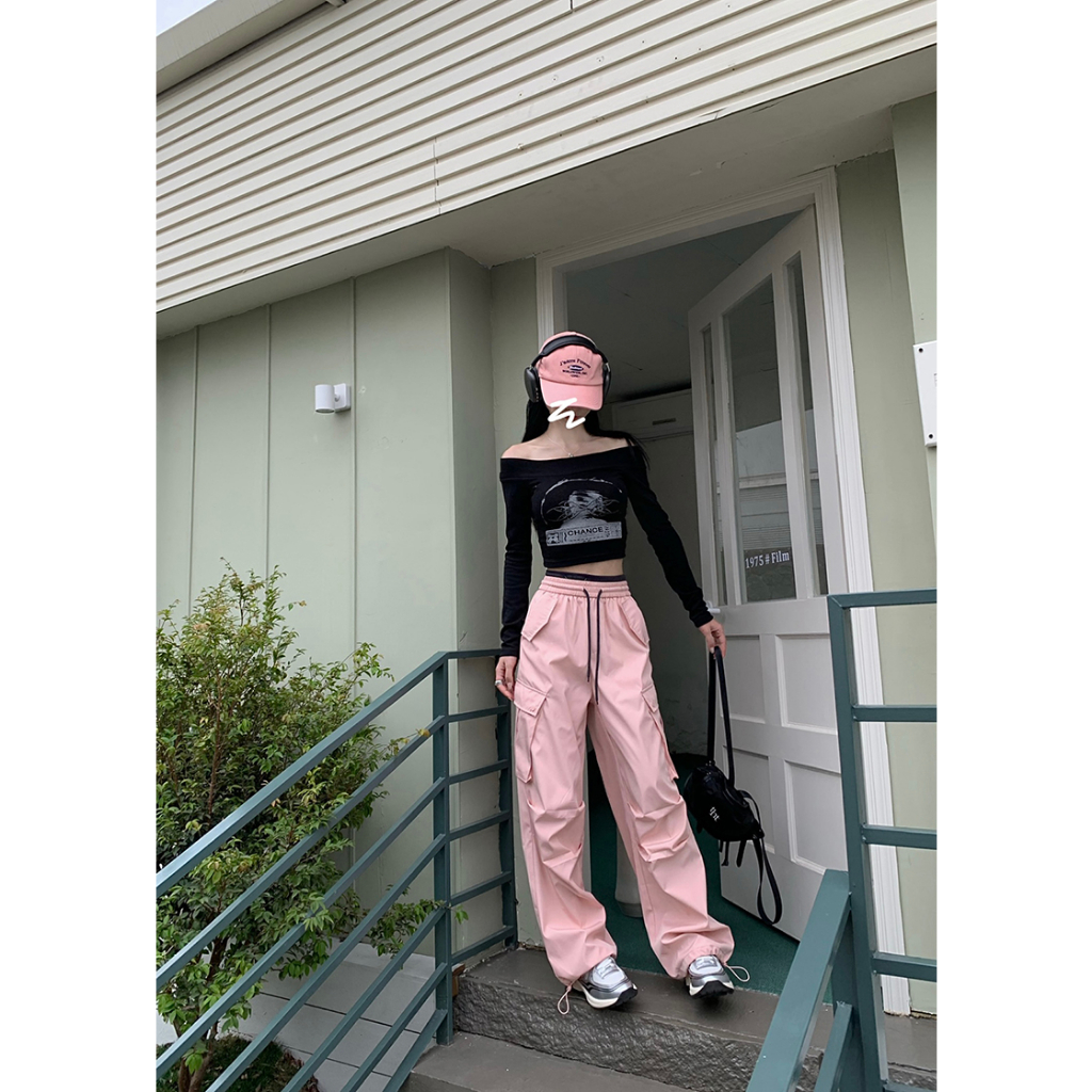 QADCOL Áo Thun Dài Tay Một Dây Rút Một Bên Vai In Họa Tiết Thời Trang Dành Cho Nữ