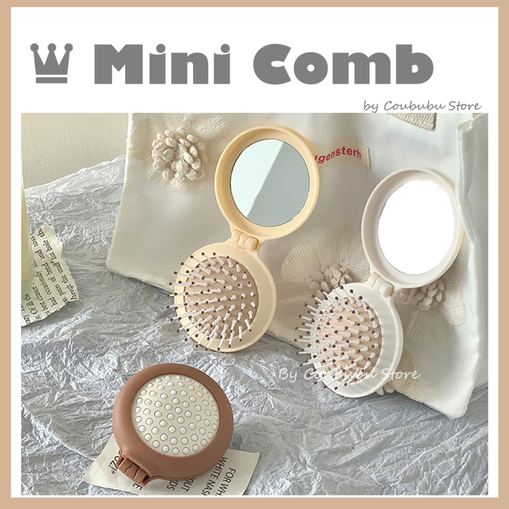 ✿Áo Khoác Coububububu Coububu✿ Lược Gấp Mini Kèm Gương Trang Điểm Hình Tròn Họa Tiết Hoạt Hình Phong Cách Nhật Bản