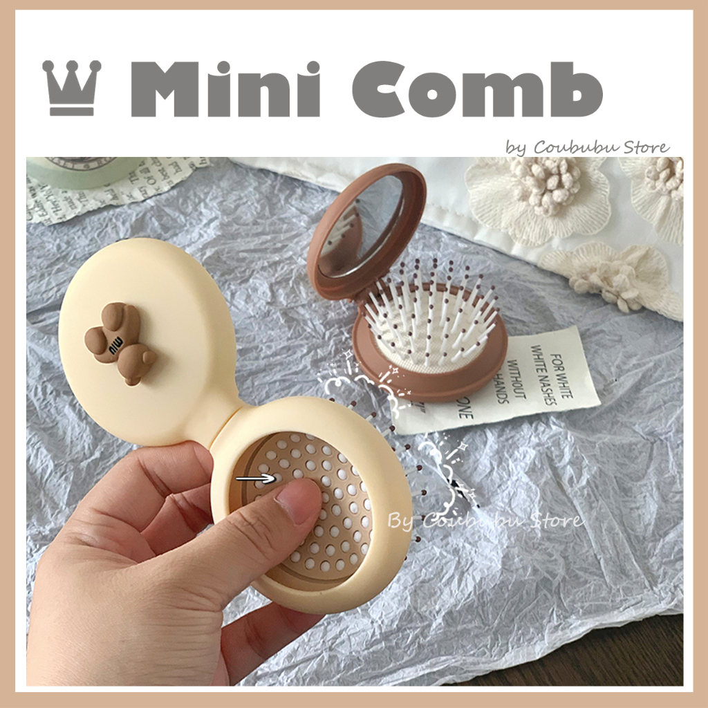 ✿Áo Khoác Coububububu Coububu✿ Lược Gấp Mini Kèm Gương Trang Điểm Hình Tròn Họa Tiết Hoạt Hình Phong Cách Nhật Bản
