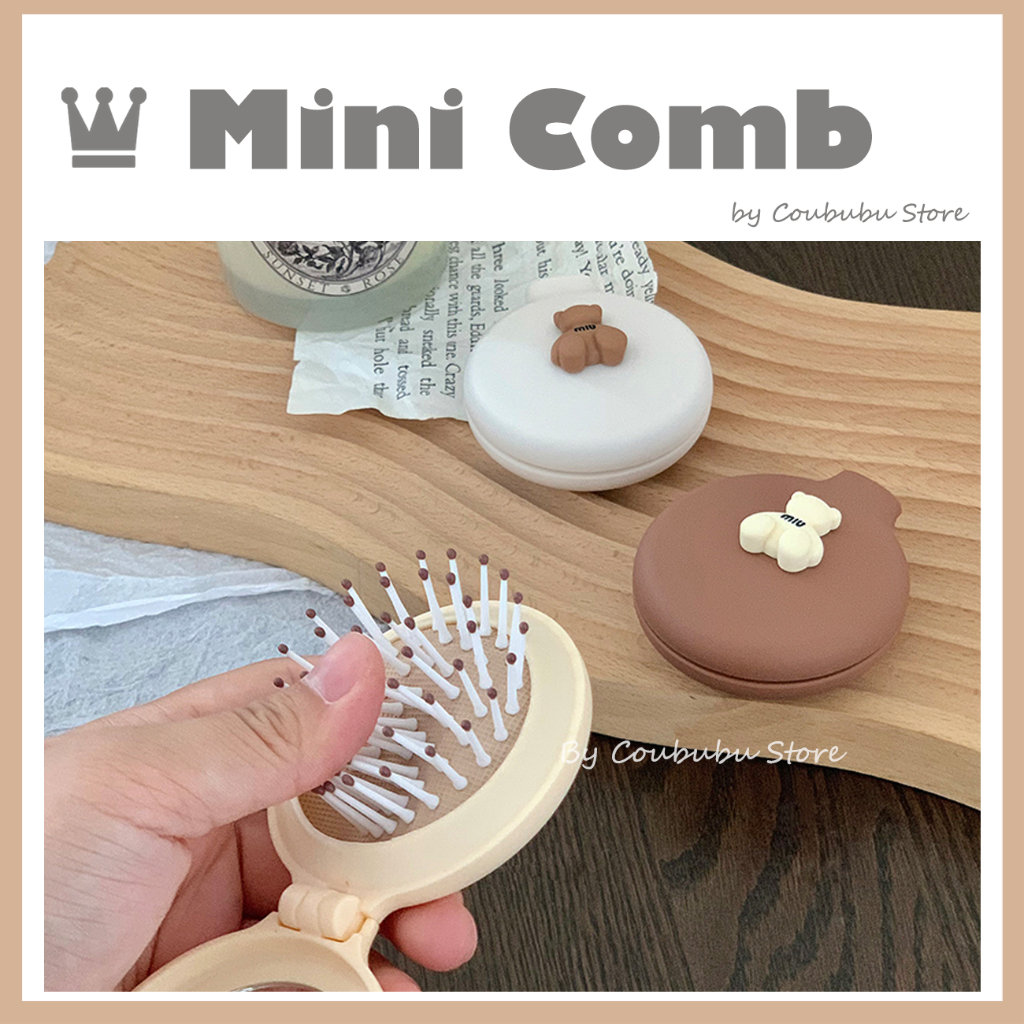 ✿Áo Khoác Coububububu Coububu✿ Lược Gấp Mini Kèm Gương Trang Điểm Hình Tròn Họa Tiết Hoạt Hình Phong Cách Nhật Bản