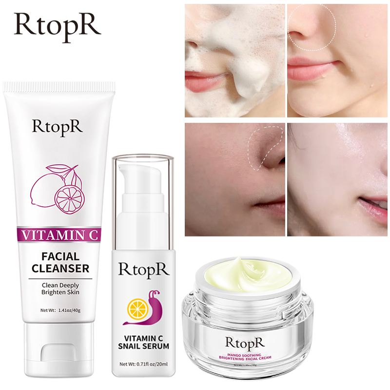 Bộ dưỡng da Rtopr gồm sữa rửa mặt kiểm soát bã nhờn 40g + serum VC làm trắng 20ml + kem dưỡng ẩm xoài chống nếp nhăn 30g