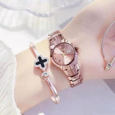 Đồng Hồ Nữ Chính Hãng Dây Thép Lưới Cao Cấp Thời Trang Mặt Đính Đá Đẹp Sang Chảnh