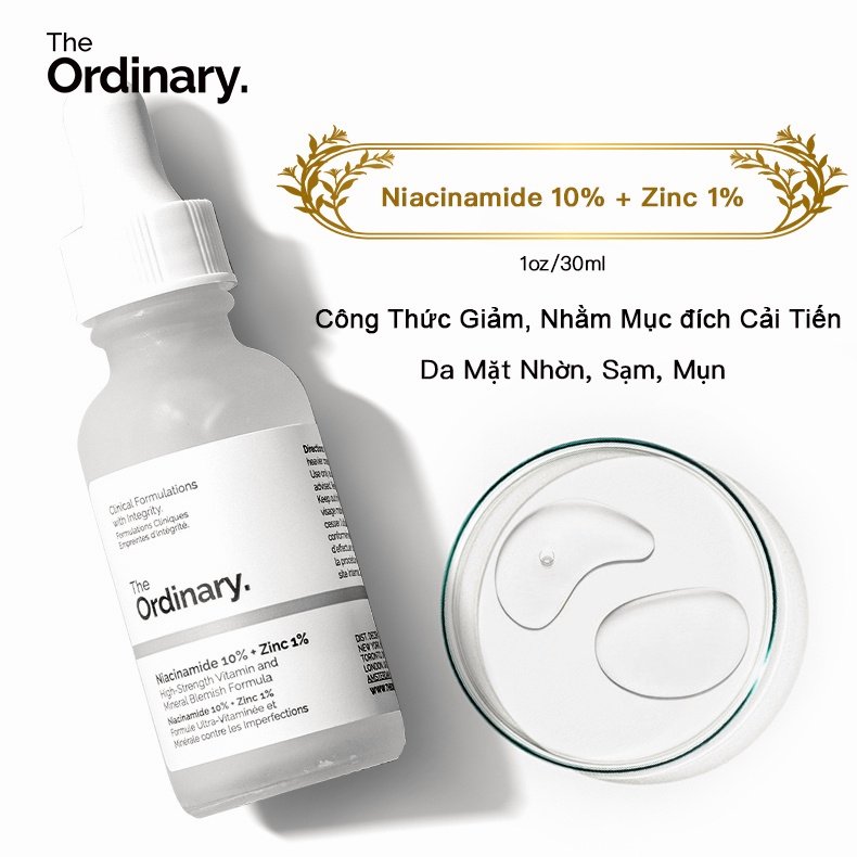 Serum The Ordinary Niacinamide 10% + Zinc 1% Giúp Cân Bằng Bã Nhờn Làm Sáng Da Thu Nhỏ Lỗ Chân Lông 30ml