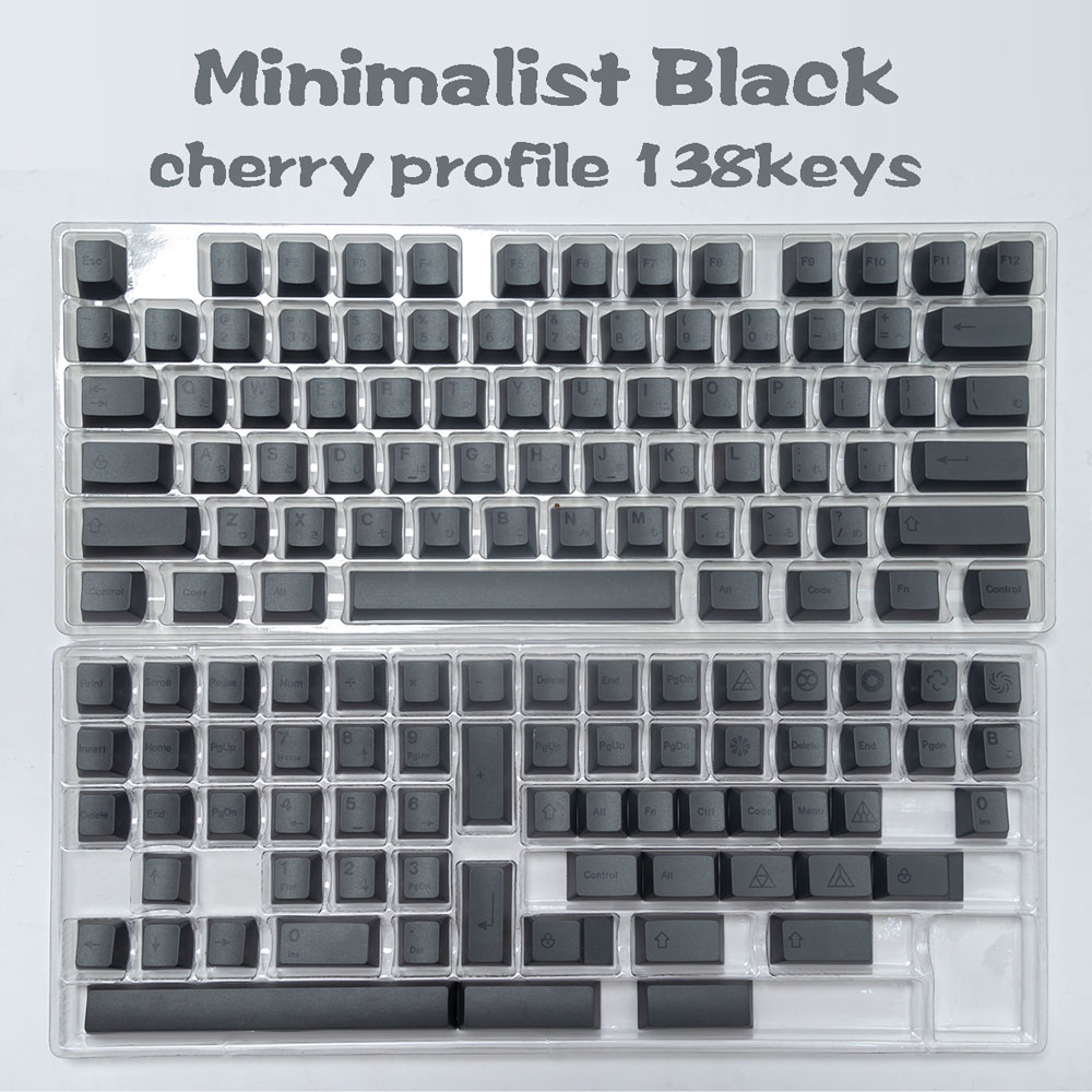 Fast Shipping Minimalist Grey keycaps cherry  profile Dye-Sub PBT keycap 138keys for MX switvh Mechanical Keyboards alice layout