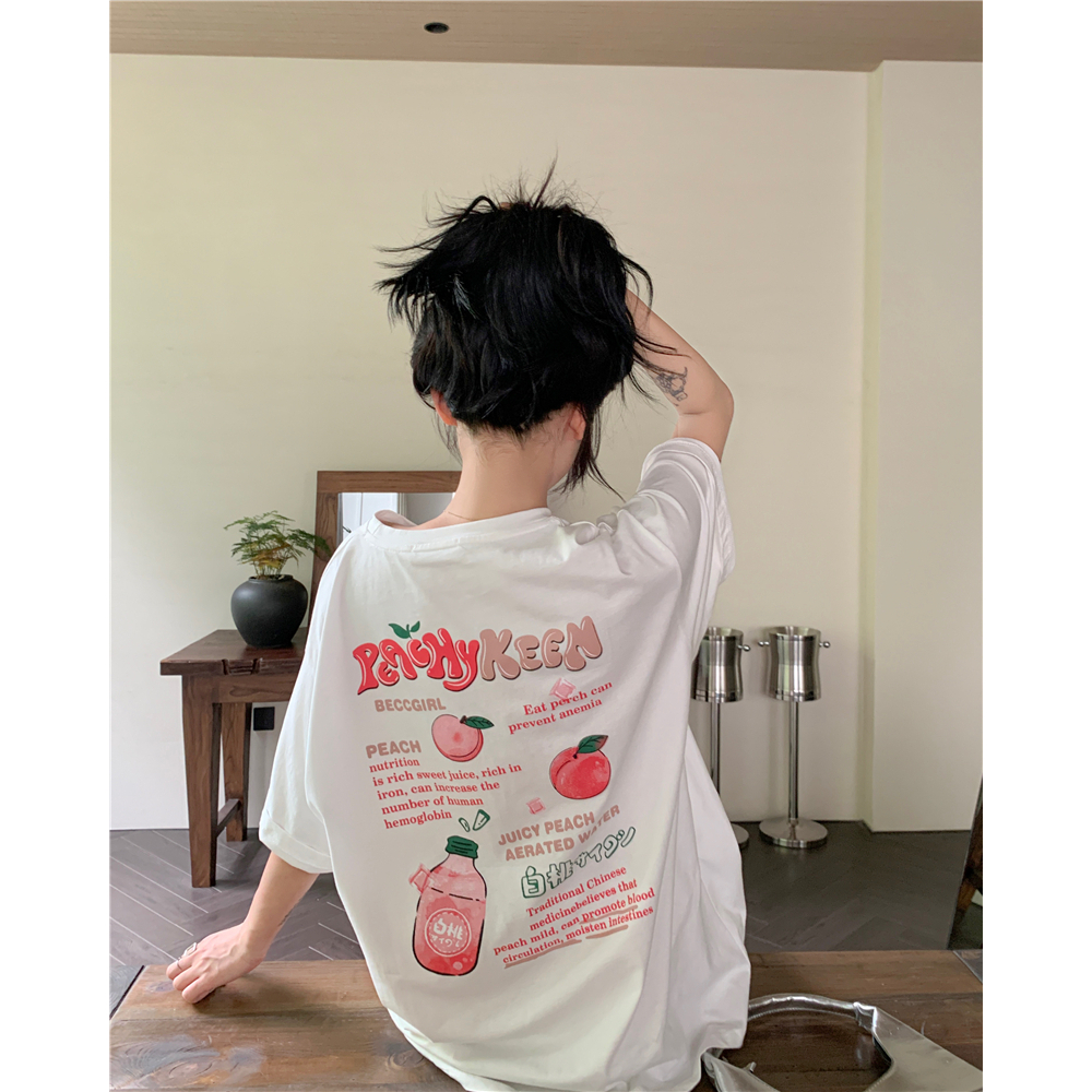 Áo Thun cotton Tay Ngắn Dáng Rộng In Họa Tiết LALISAS Thời Trang Cho Nữ