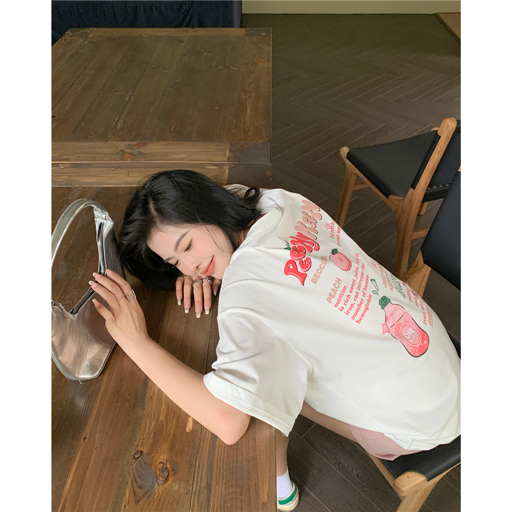 Áo Thun cotton Tay Ngắn Dáng Rộng In Họa Tiết LALISAS Thời Trang Cho Nữ