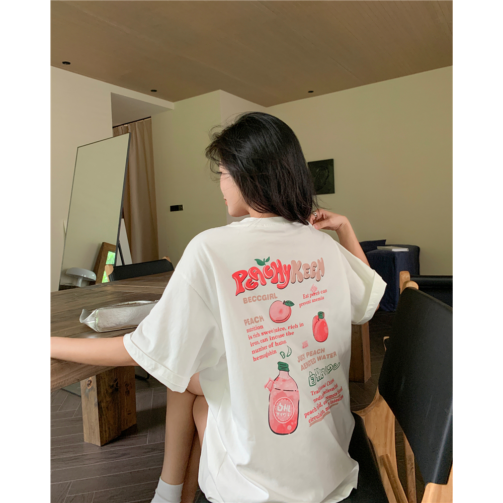 Áo Thun cotton Tay Ngắn Dáng Rộng In Họa Tiết LALISAS Thời Trang Cho Nữ