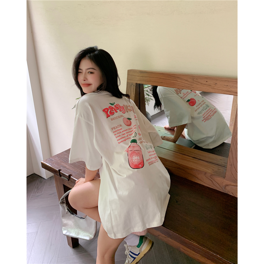 Áo Thun cotton Tay Ngắn Dáng Rộng In Họa Tiết LALISAS Thời Trang Cho Nữ