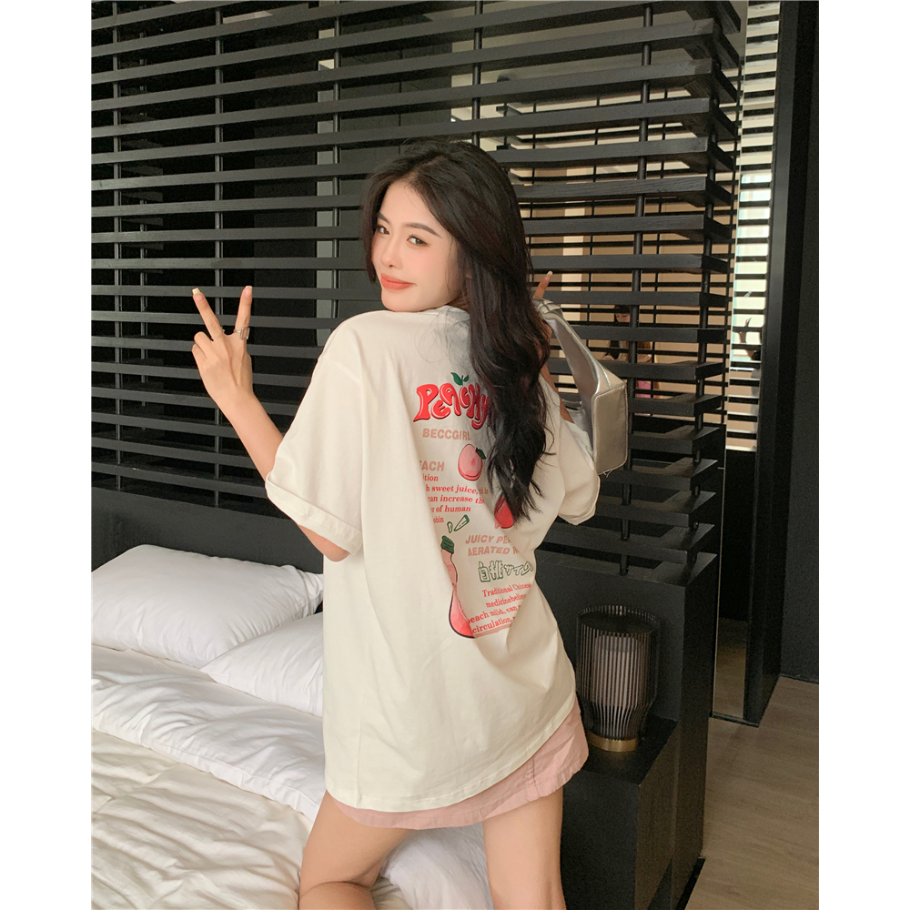 Áo Thun cotton Tay Ngắn Dáng Rộng In Họa Tiết LALISAS Thời Trang Cho Nữ