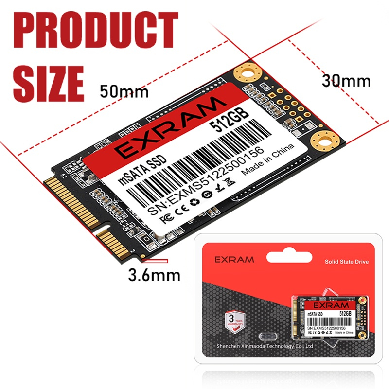 Ổ Cứng SSD mSATA 128GB 256GB 512GB 1TB 510MB / s Cho Máy Tính