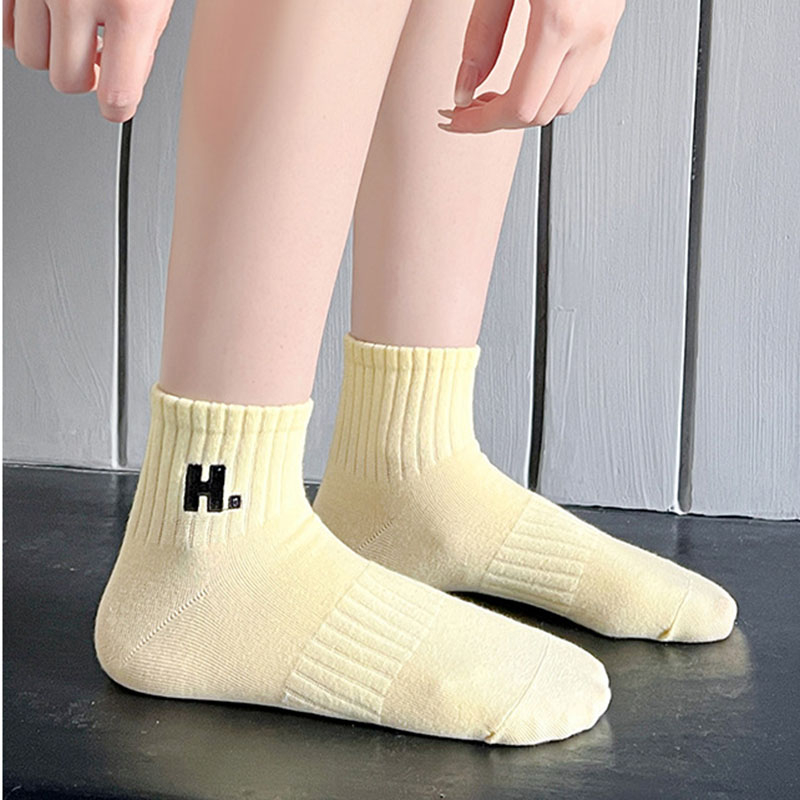 Tất cotton FHYL cổ ngắn thoáng khí phong cách thời trang Hàn Quốc