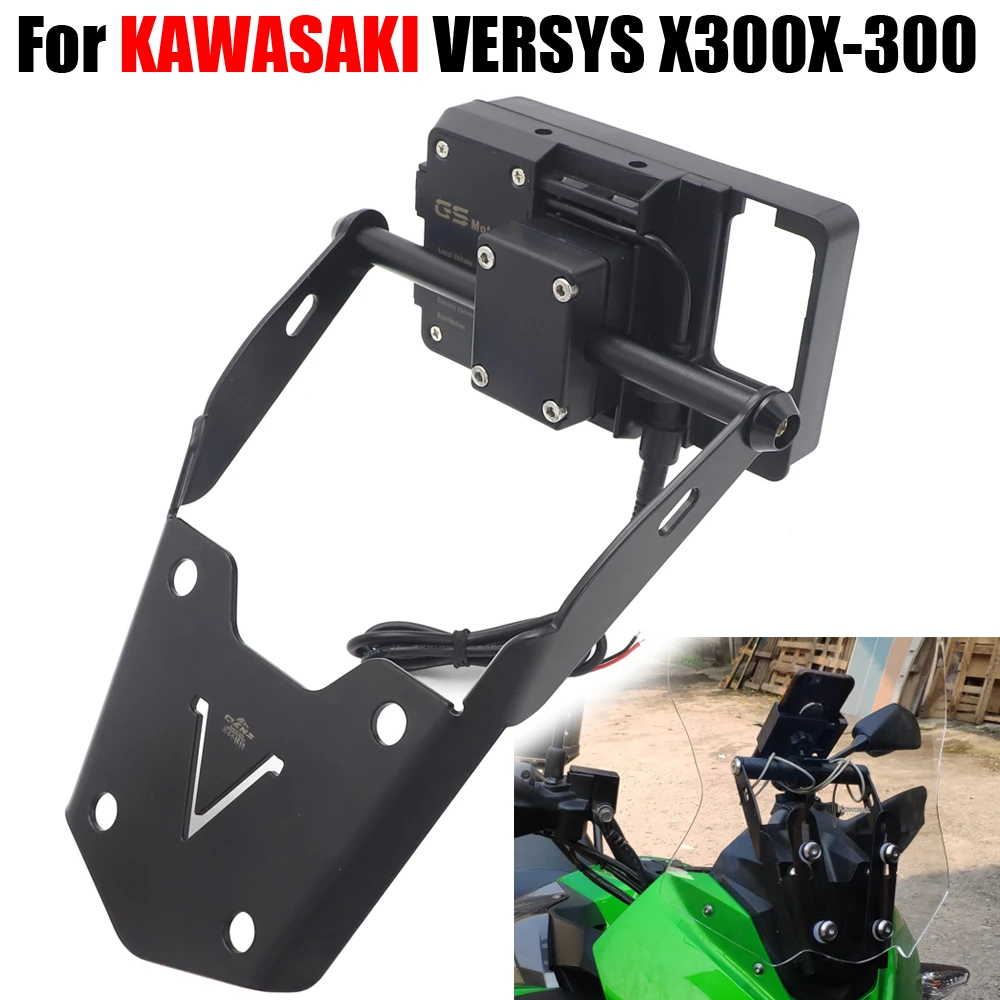 Giá Đỡ Điện Thoại / Thiết Bị Định Vị GPS Có Kẹp Sạc USB Phù Hợp Cho Kawasaki Versys X-300 X300 X 300