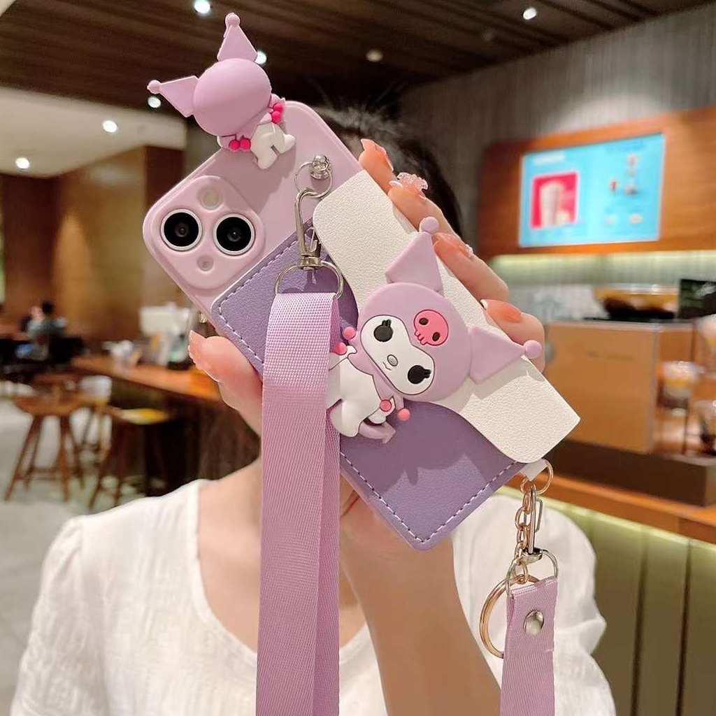 Ốp Điện Thoại Có Ngăn Đựng Thẻ Hình kuromi Cho oppo a78 5g a58 4g a16 a17 a96 a76 reno 10 8t 6 5g 5f Mềm