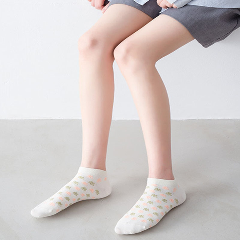 FHYL Mới Đôi Tất Chân Cotton Màu Trơn Trang Trí Nơ Xinh Xắn Cho Nữ