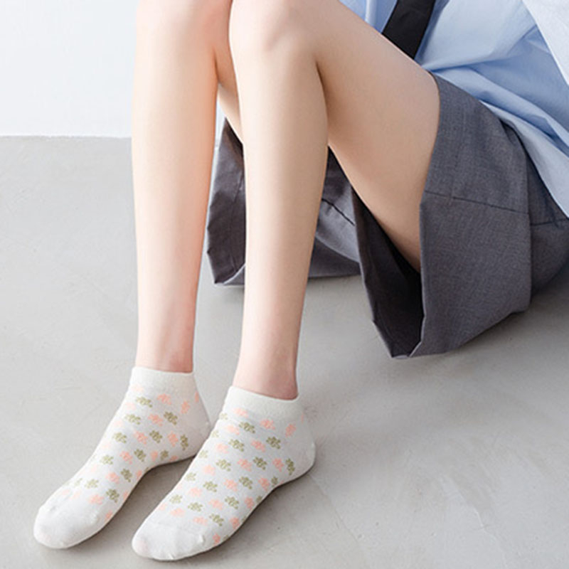 FHYL Mới Đôi Tất Chân Cotton Màu Trơn Trang Trí Nơ Xinh Xắn Cho Nữ