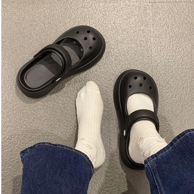Giày Sandal Bít Mũi Đế Dày Đục Lỗ Chống Trượt Thời Trang Mùa Hè Cho Nữ