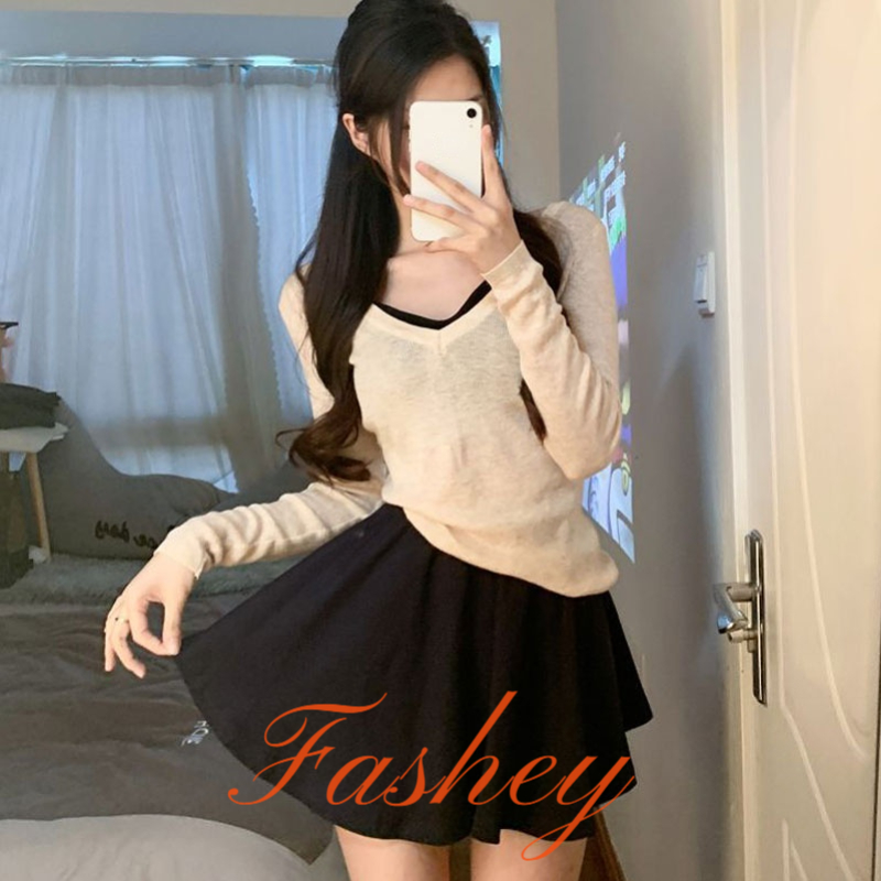 Fashey Bộ Trang Phục Múa Ba Lê Gồm Áo Dệt Kim Mỏng Và Váy Ngắn Hai Dây Cho Bé Gái