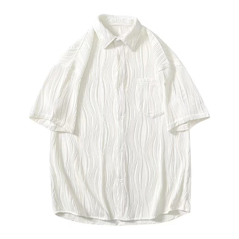 Áo Sơ Mi Lụa Lạnh Mỏng Tay Ngắn Xếp Ly Màu Sắc Đơn Giản Phong Cách Hàn Quốc Thời Trang Mùa Hè Cho