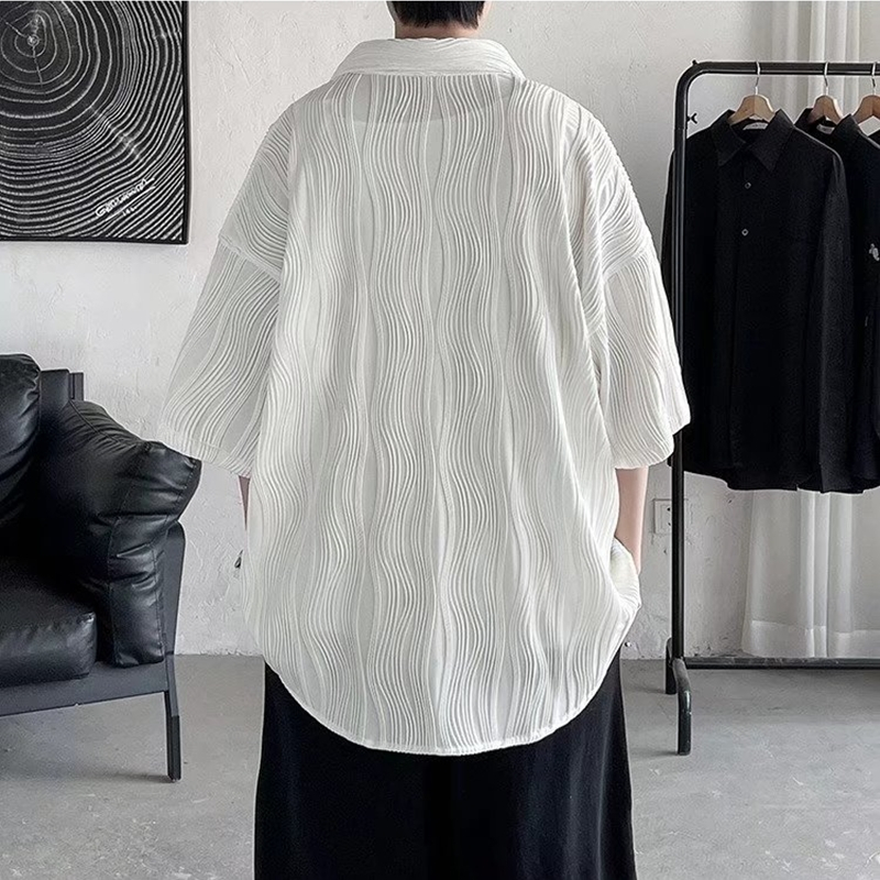Áo Sơ Mi Lụa Lạnh Mỏng Tay Ngắn Xếp Ly Màu Sắc Đơn Giản Phong Cách Hàn Quốc Thời Trang Mùa Hè Cho