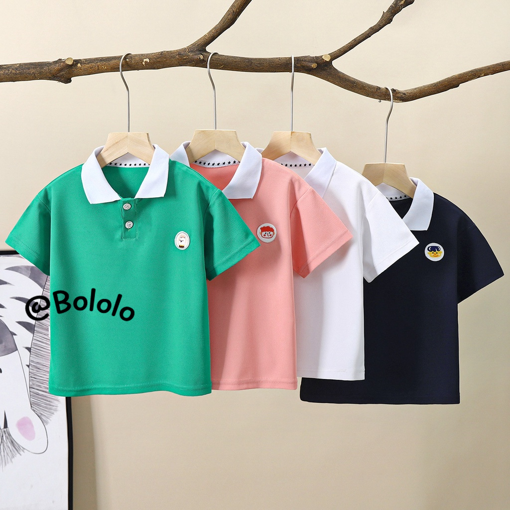 Bololo Áo Thun polo Ngắn Tay Thêu Họa Tiết Hoạt Hình Thời Trang Cho Bé Trai Và Gái