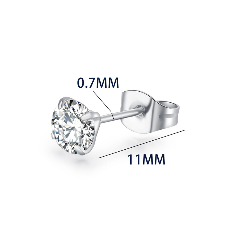 1 Cặp Bông Tai Thép Titan Bạc 925 Đính Đá Zircon 3-7MM Cho Nam Nữ