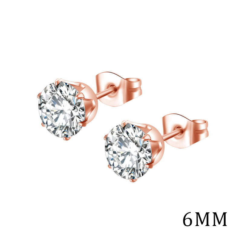 1 Cặp Bông Tai Titan Đính Đá Zircon Kim Cương Không Gỉ 6MM Cho Nam Nữ