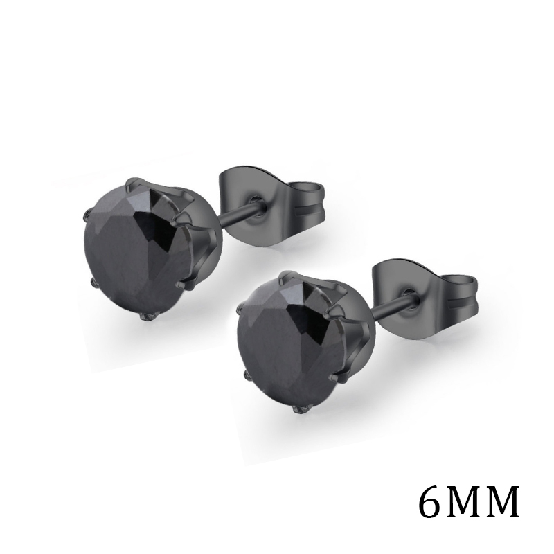 1 Cặp Bông Tai Titan Đính Đá Zircon Kim Cương Không Gỉ 6MM Cho Nam Nữ