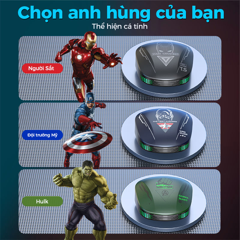 Tai nghe Bluetooth Lenovo XT85 Disney Mavel Tai nghe gaming không dây Bluetooth 5.3 Âm Thanh Nổi Tai Nghe Nhét Tai Không Dây Có Mic