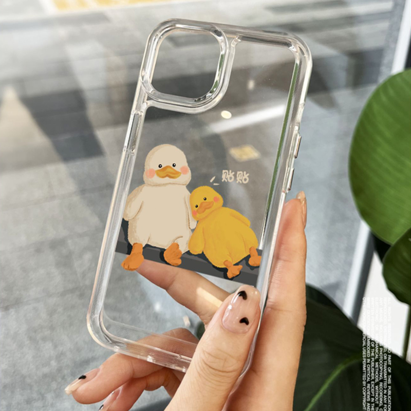 Ốp Điện Thoại DecoPhone Acrylic TPU Mềm Trong Suốt Họa Tiết Vịt Cho IPHONE 6S 7 8 PLUS X XS XR 11 12 13 14 MAX PRO