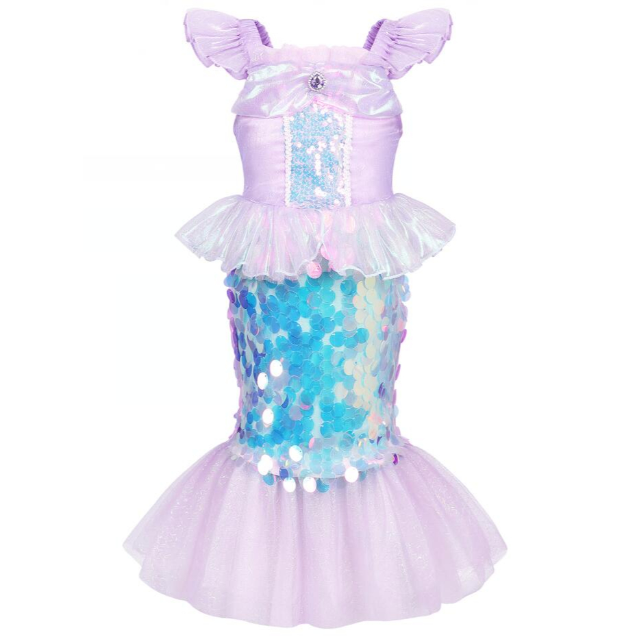 Đầm Đuôi Cá Đính Kim Sa Hóa Trang Công Chúa Nàng Tiên Cá Halloween Cho Bé Gái