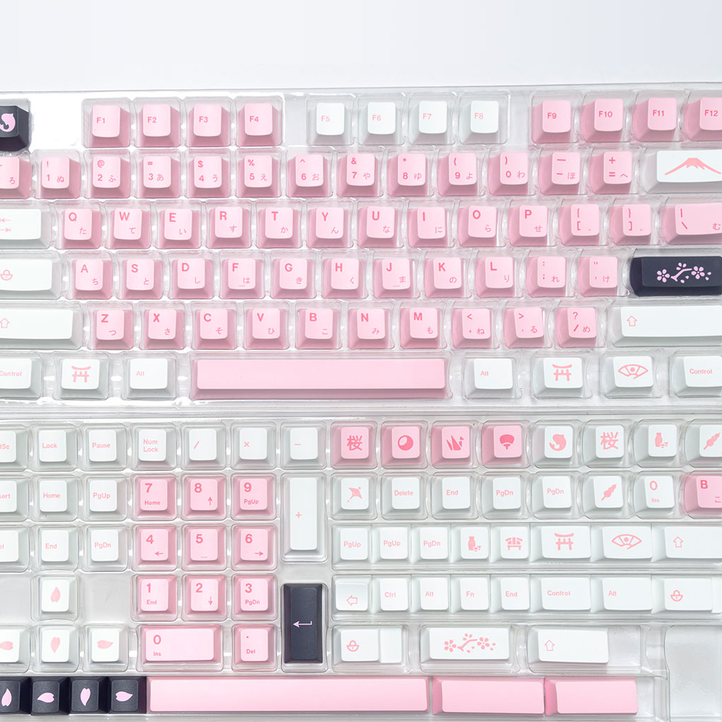 Fast Shipping sakura keycaps cherry  profile Dye-Sub PBT keycap 145keys for MX switvh Mechanical Keyboards alice layout