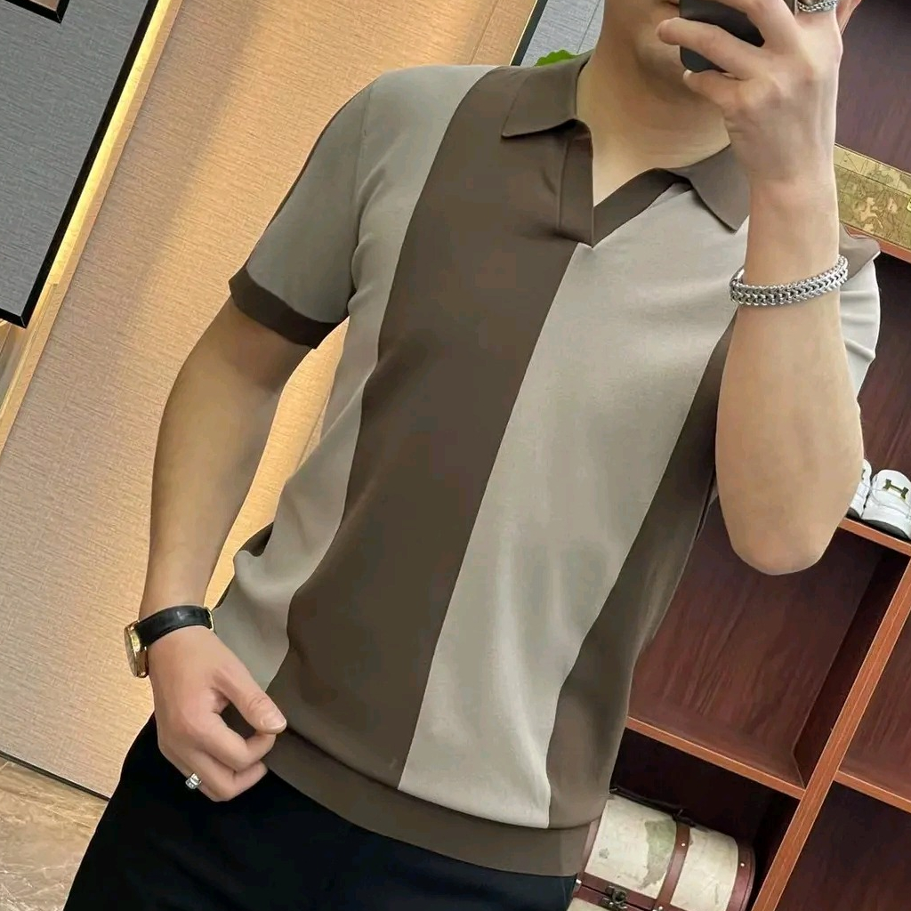 Áo Thun polo Chất Lụa Lạnh Cao Cấp Màu Trơn Phong Cách Mới Mùa Hè Cho Nam Size M-4xl