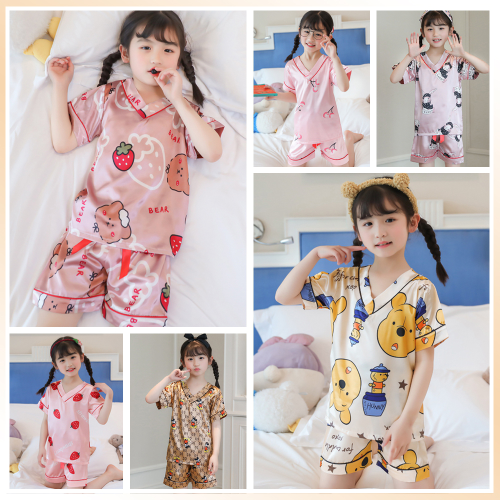 Bộ Đồ Ngủ Tay Ngắn In Họa Tiết Hoạt Hình Phong Cách Nhật Bản Dành Cho Bé Gái