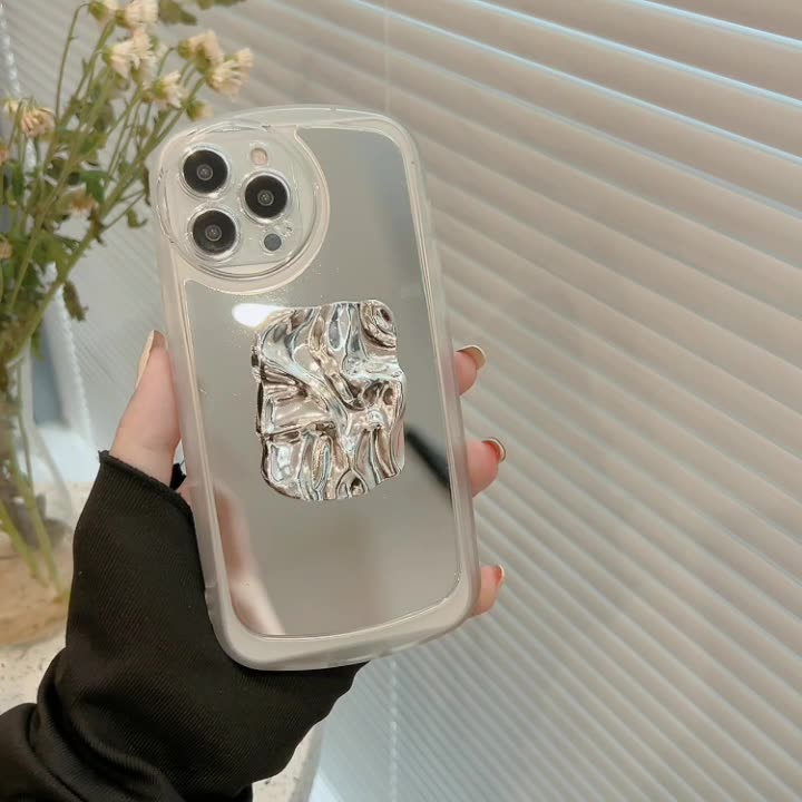 Ốp Điện Thoại Mặt Gương Bảo Vệ Chống Rơi Có Giá Đỡ Mẫu Mới Cho iPhone 14 Plus Pro Max 13 12