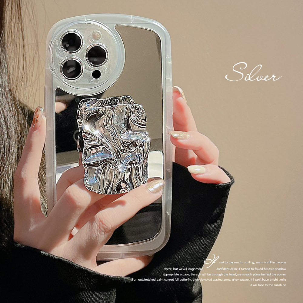 Ốp Điện Thoại Mặt Gương Bảo Vệ Chống Rơi Có Giá Đỡ Mẫu Mới Cho iPhone 14 Plus Pro Max 13 12