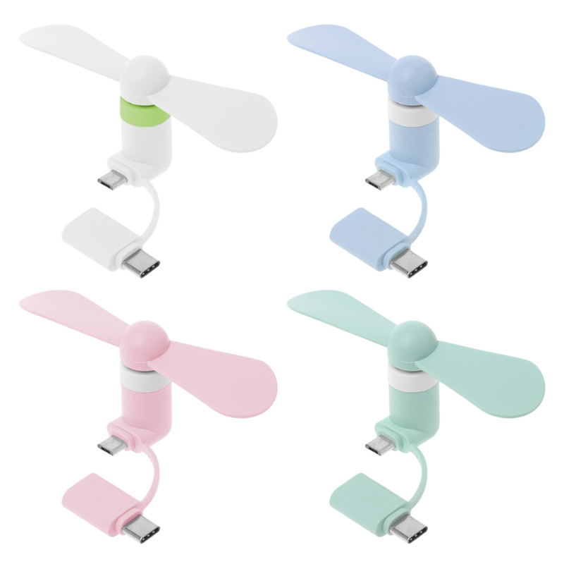 Quạt Tản Nhiệt Mini 2 Trong 1 Type C Micro USB Cho Điện Thoại Samsung Xiaomi Huawei HTC
