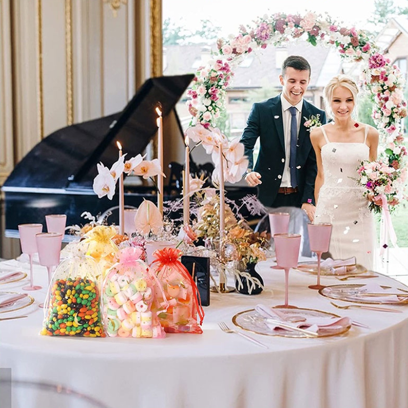 Set 100 Túi Dây Rút 100 Cái Hình Trăng Sao Đựng Kẹo Làm Quà Tặng Đám Cưới