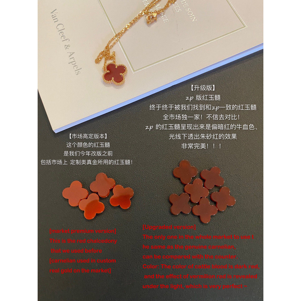 Vòng Tay Cỏ Bốn Lá Đính Kim Cương 15mm Màu Đen / Xám 19CM