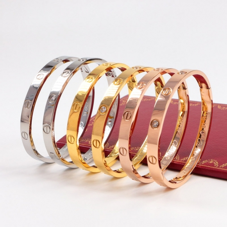 Vòng Tay logo Bằng Thép Titan Mạ Vàng 18K Chống Phai Màu 15-21cm