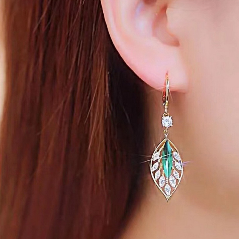 Bông Tai Mạ Bạc 925 Hình Giọt Nước Đính Đá Zircon Sang Trọng Thời Trang