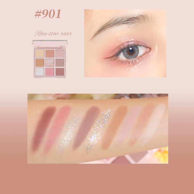 GOGO TALES✨9 Màu Bảng Phấn Mắt Mờ Sequin Tông Màu đất Màu bền lâu