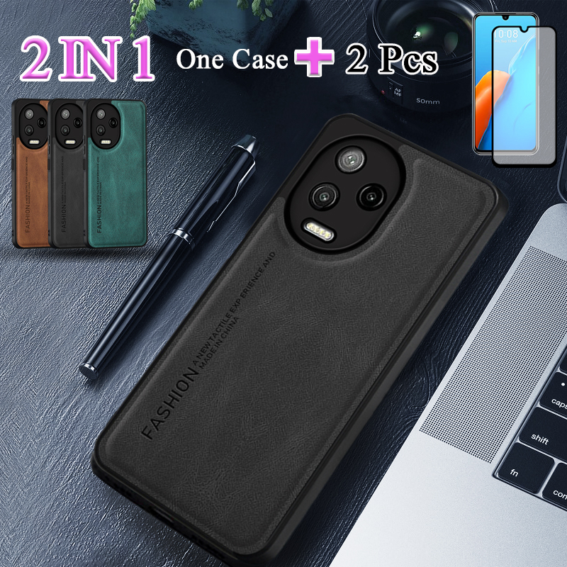 Ốp Điện Thoại Da Cừu + Gốm + Phim Bảo Vệ Màn Hình Cong 2 Trong 1 Cho Infinix Note 12 2023