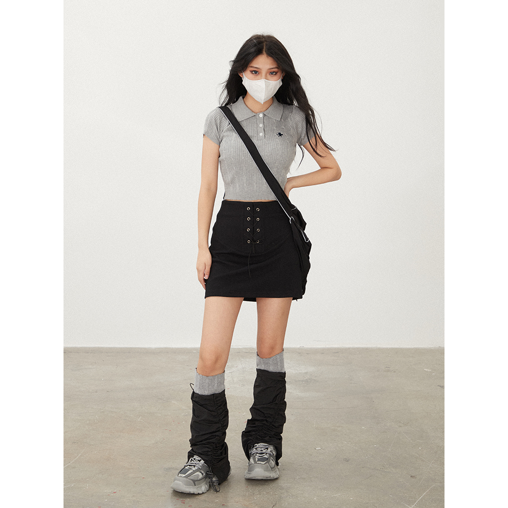 Minimalist Labo Áo Thun polo Dệt Kim Tay Ngắn Dáng Ôm Thời Trang Mùa Hè Xinh Xắn Cho Nữ