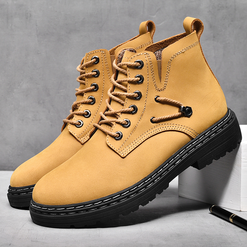 Giày Bốt Martin Phối Lưới Giữ Ấm Hai Tùy Chọn Chất Lượng Cao Size 38-45 Cho Nam