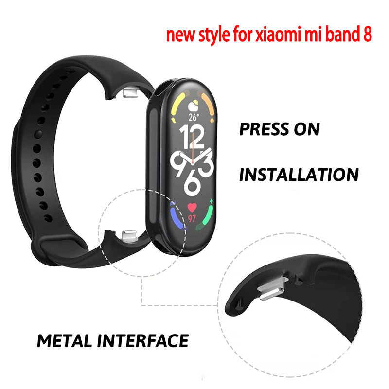 Jansin Dây đeo Silicon Mềm Thay Thế Cho Xiaomi Mi Band 8 7 6 5 miband8 Vòng đeo tay thông minh