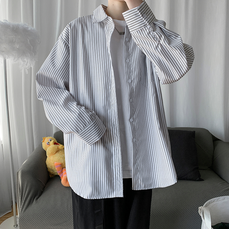 Áo Khoác Sơ Mi Chống Nắng Tay Dài Kẻ Sọc Thời Trang Nhật Hàn Cho Nam