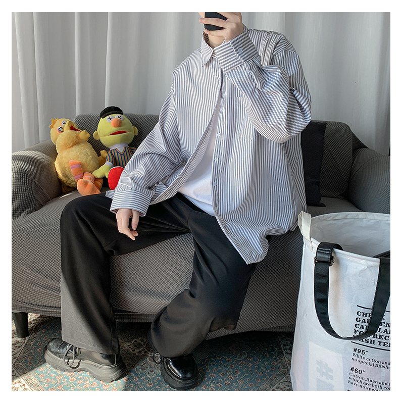 Áo Khoác Sơ Mi Chống Nắng Tay Dài Kẻ Sọc Thời Trang Nhật Hàn Cho Nam