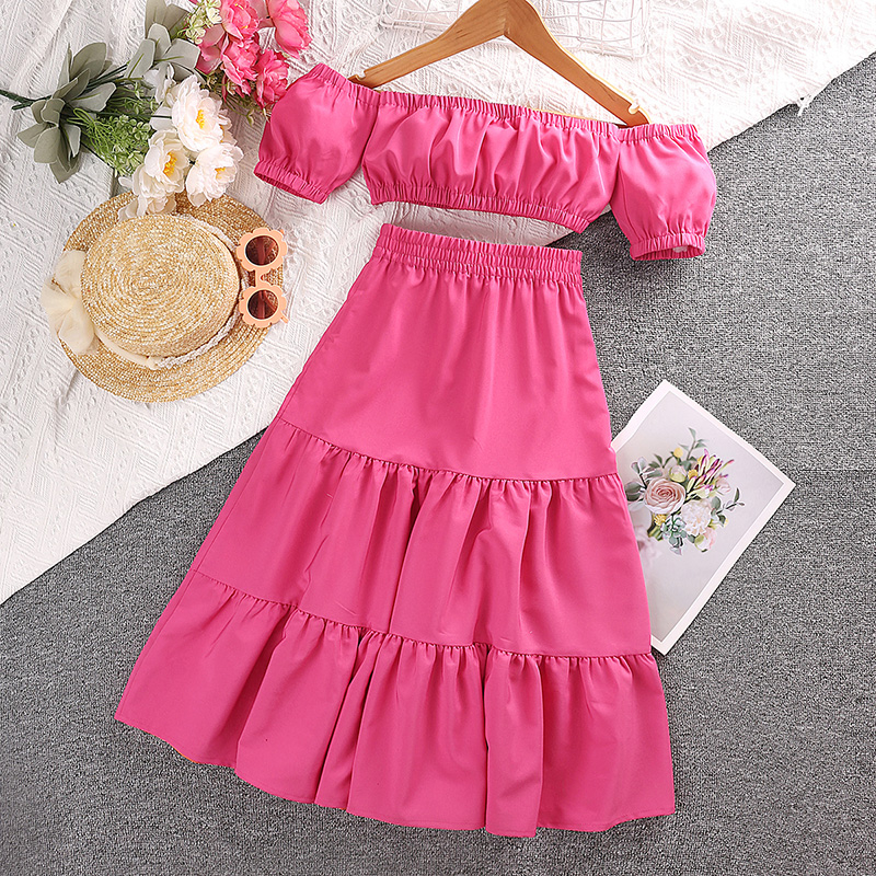 Set đồ 2 món SIYYIS gồm áo croptop màu vàng và chân váy xinh xắn phong cách thời trang cho bé gái dự tiệc sinh nhật