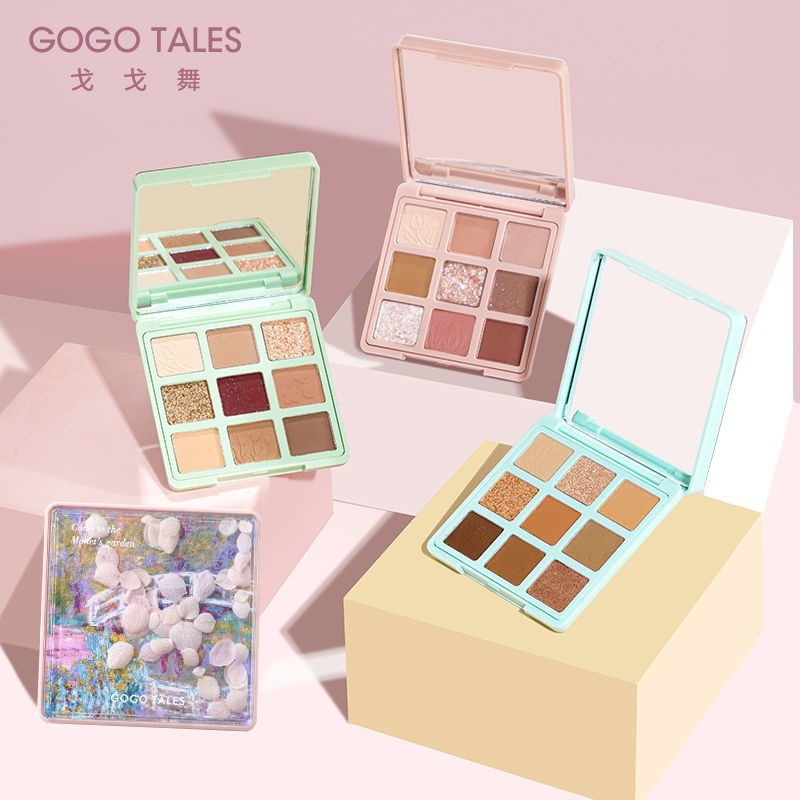 GOGO TALES✨9 Màu Bảng Phấn Mắt Mờ Sequin Tông Màu đất Màu bền lâu
